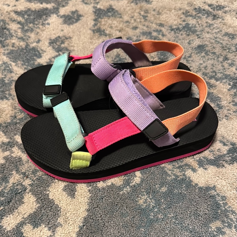 Sporty Orange and Purple Sandals with Adjustable Straps - Picture 2 of 4